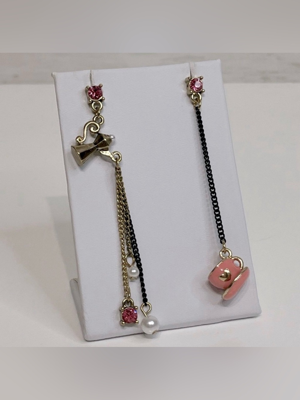 NEW Gold & Pink Tea Time Earrings